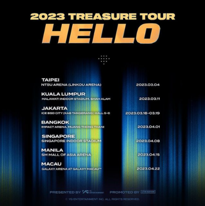 Jadwal konser TREASURE TOUR HELLO./Instagaram @yg_treasure_official