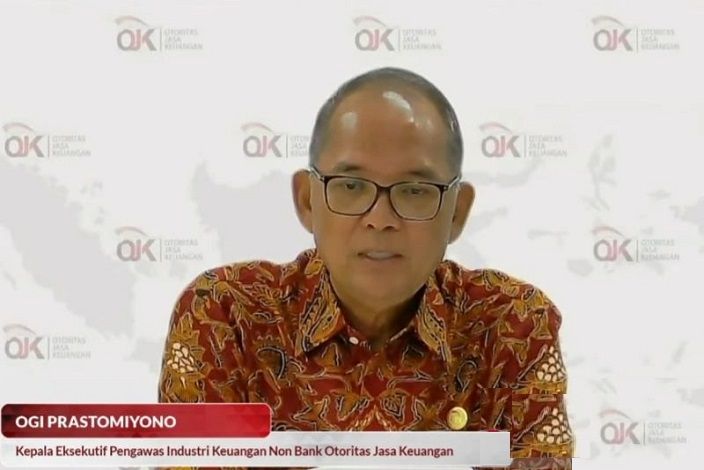 Kepala Eksekutif Pengawas Industri Keuangan Non Bank (IKNB) OJK Ogi Prastomiyono dalam Rapat Dewan Komisioner Bulanan (RDKB) Desember 2022 yang dipantau secara daring di Jakarta, Senin (2/1/2023). 