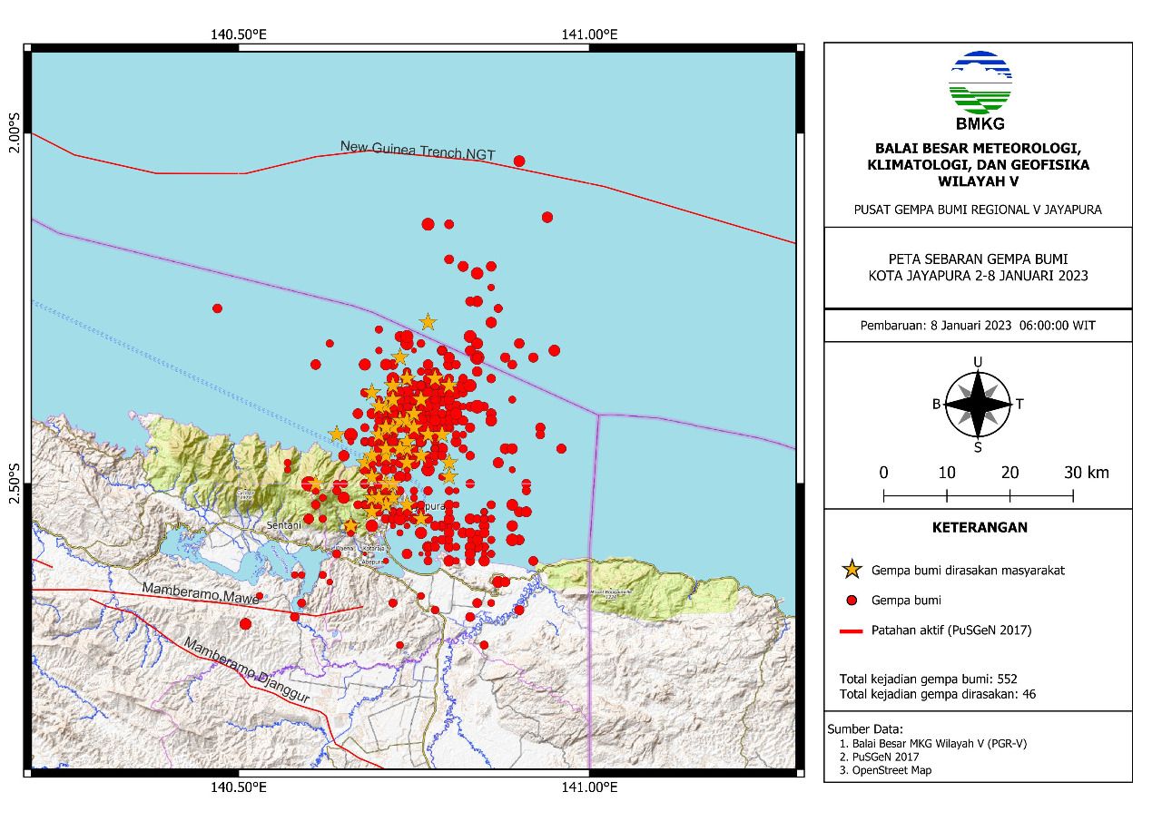 Pantauan BMKG tentang gempa di Kota Jayapura