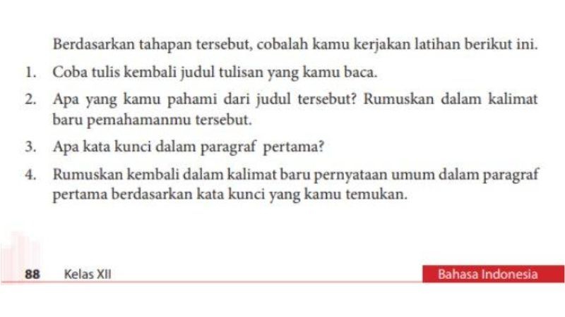 Kunci Jawaban Bahasa Indonesia Kelas 12 Halaman 88 89, tentang Mengidentifikasi Isi Teks Editorial