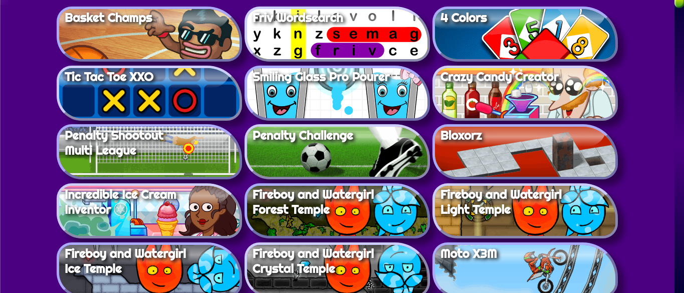 Contoh berbagai macam Game yang bisa dimainkan gratis di Friv Game