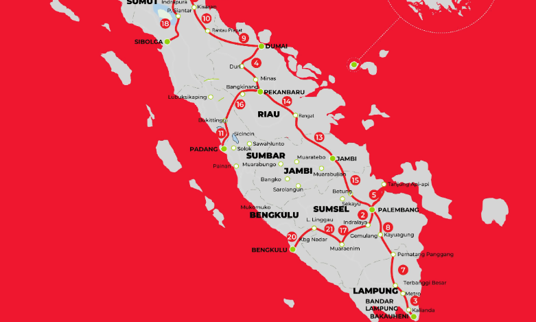Peta Tol Trans Sumatera yang akan dioperasikan penuh pada 2024