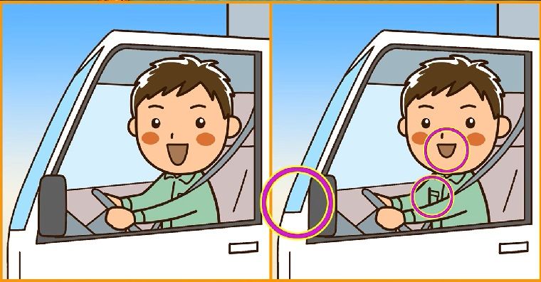 Jawaban tes IQ dalam menemukan perbedaan gambar pengemudi truk.  