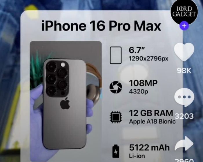 Spesifikasi iPhone 16 Pro Max yang Miliki 5 kamera mewah
