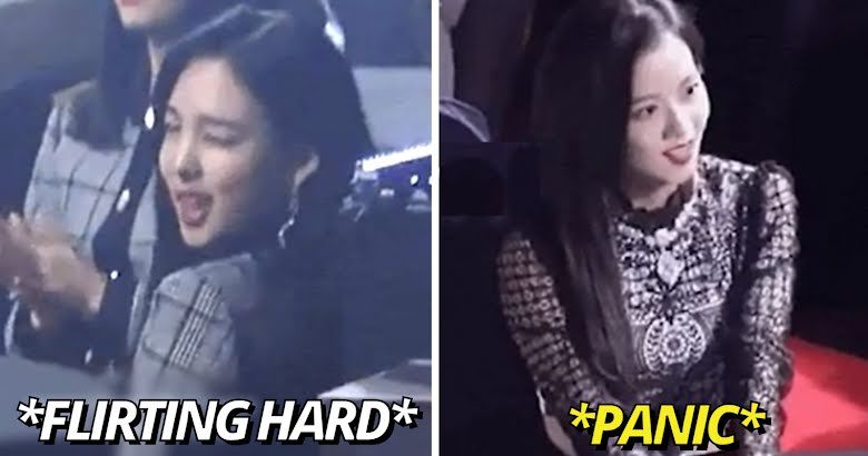 Nayeon TWICE secara centil mengerlingkan mata, ternyata itu kode untuk Jisoo BLACKPINK.*  