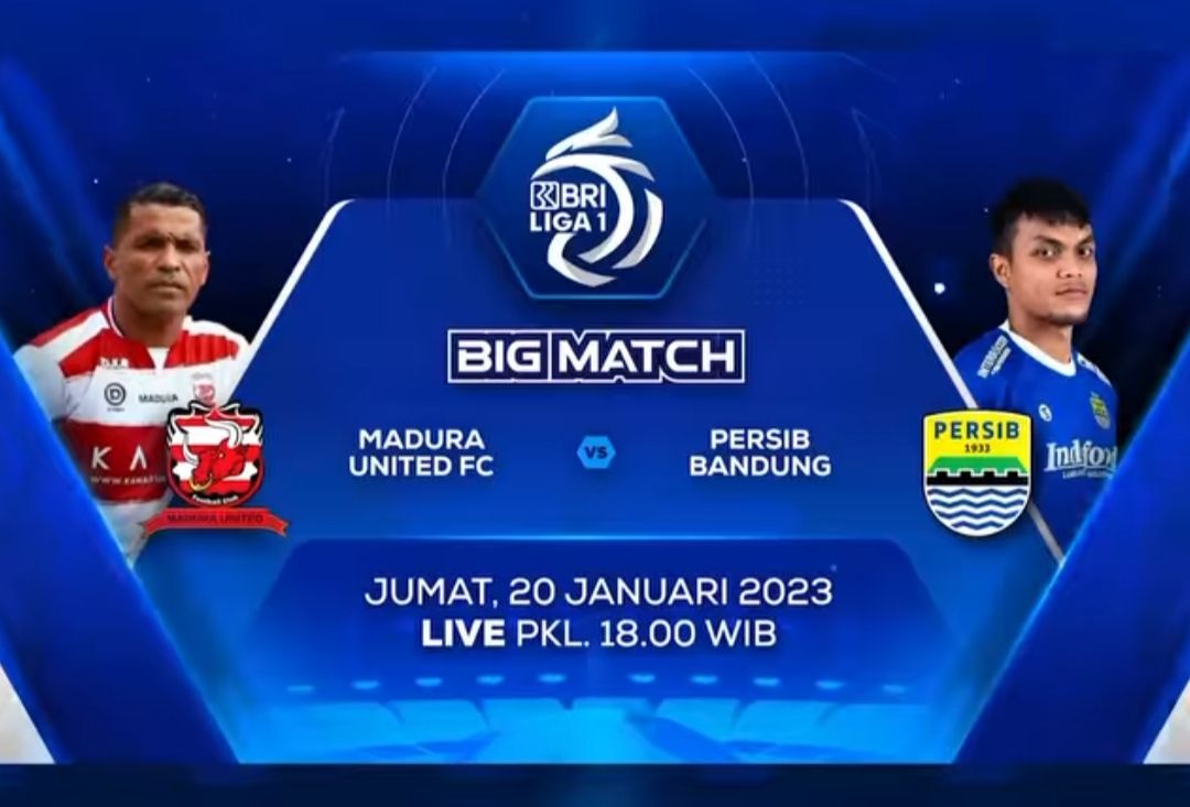Ilustrasi - Link live streaming Madura United vs Persib Bandung BRI Liga 1 hari ini 20 Januari 2023, ini H2H dan jam tayang siaran langsung di TV Indosiar.