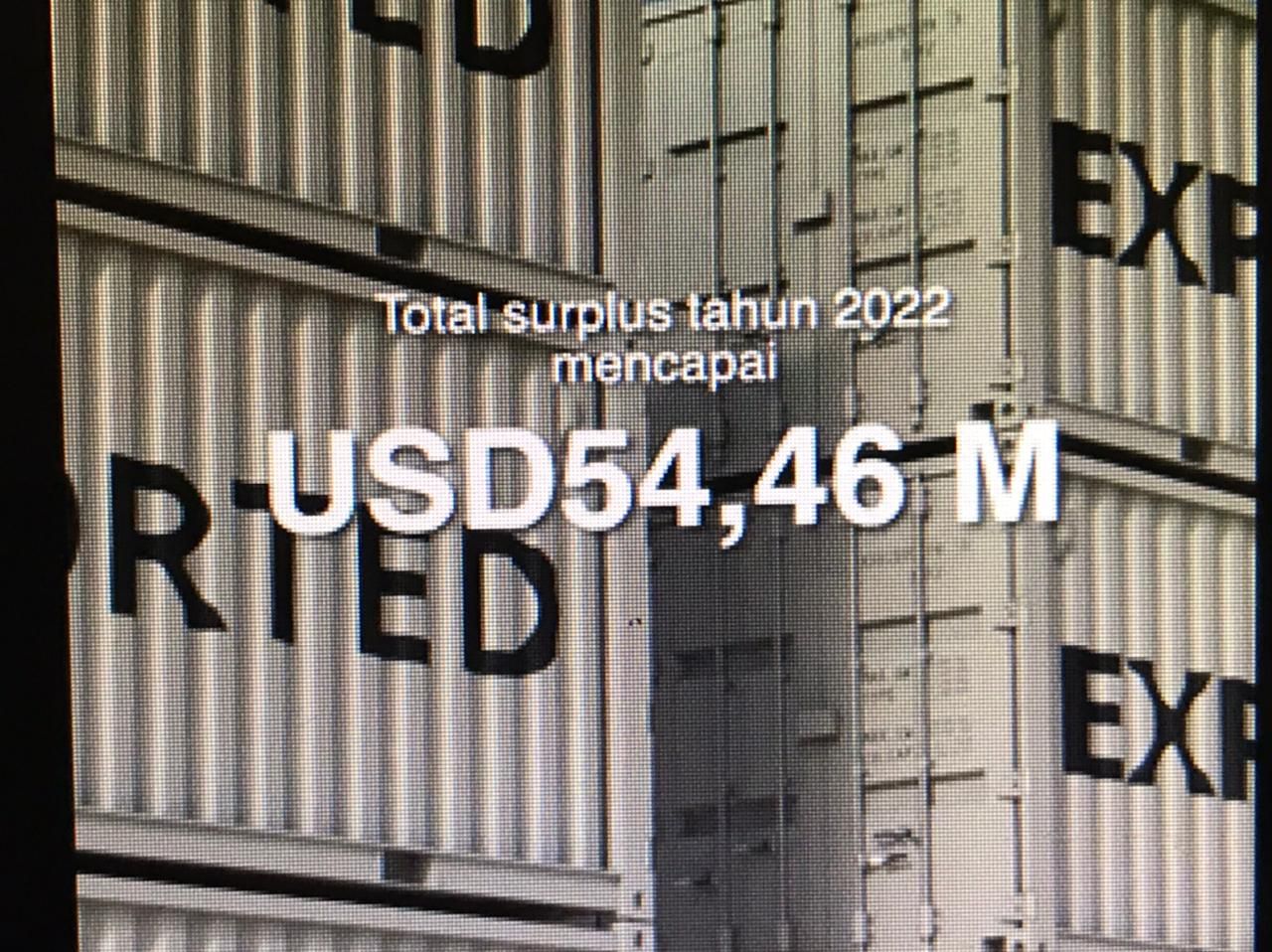 Neraca Perdagangan Indonesia pada bulan Januari hingga November 2022 secara keseluruhan mencatat surplus 54,46 miliar dolar AS,bahkan surplus tahun 2022 menjadi yang tertinggi dalam sejarah.