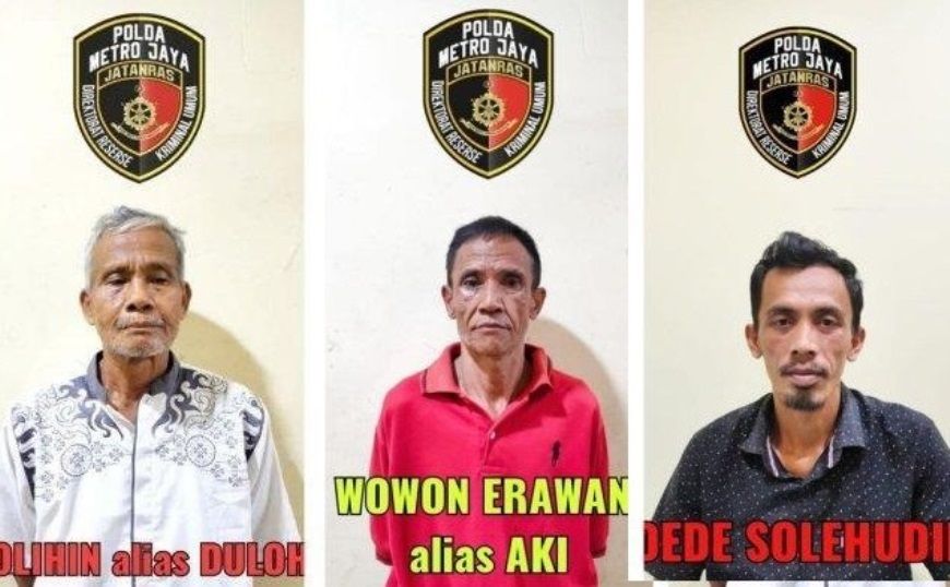 Inilah wajah tiga tersangka serial killer yang menghabisi 9 nyawa. dari kiri: Solihin, Wowon Erawan dan Dede Solehudin