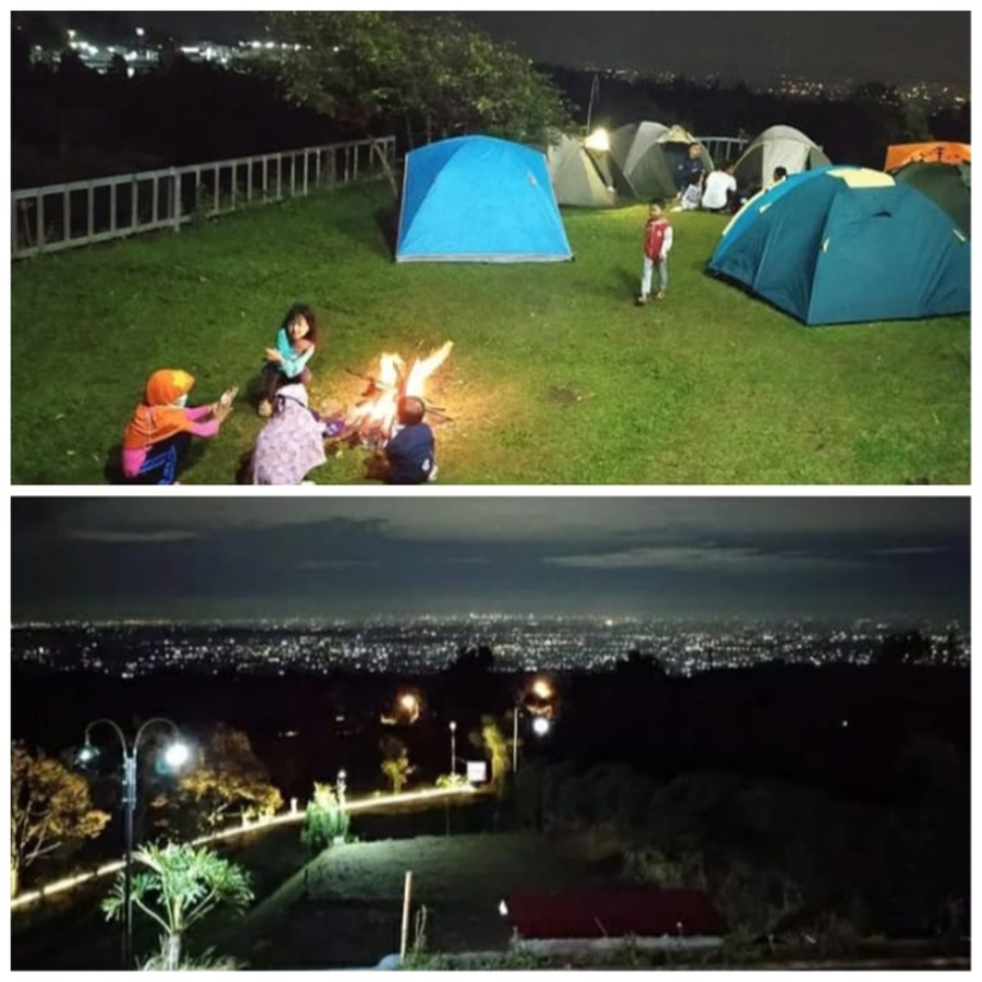 Joglo Ciapus Wisata Camping di Bogor, memiliki view Gunung Salak dan city light kota Bogor.