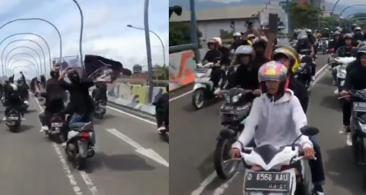 Gerombolan pemotor anak muda aksi ugal-ugalan di Flyover Antapani Kota Bandung