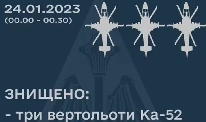 Angkatan udara Ukraina menembak jatuh 3 helikopter Ka-52 Rusia dalam 30 menit pertempuran di wilayah timur.*  