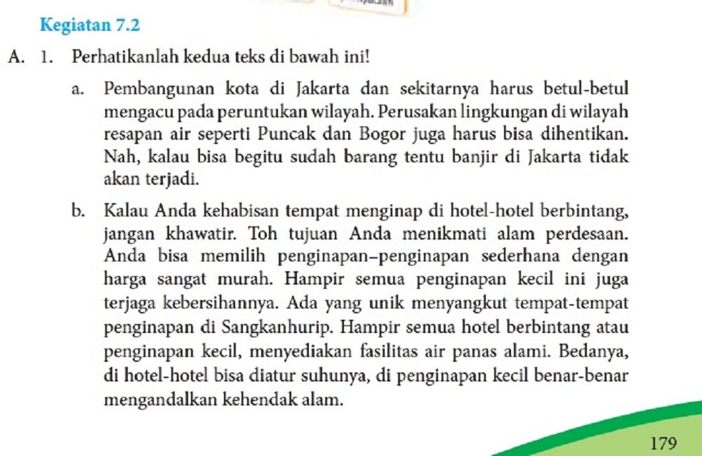Bacaan untuk soal Bahasa Indonesia kelas 8 halaman 180