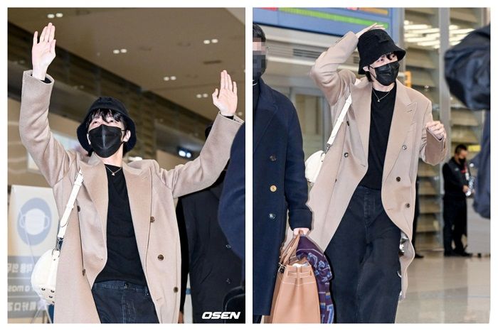 Busana yang dikenakan J-Hope BTS saat tiba di Bandara Incheon, Korea, senilai Rp 500 juta.