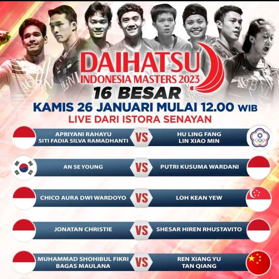 Jadwal Badminton Indonesia Masters 2023 Hari Ini 26 Januari 2023, Ini Jadwal Khusus Wakil Indonesia