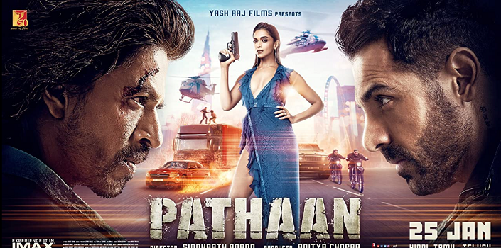 Poster Film Pathaan yang akan ditayangkan di Bioskop. 