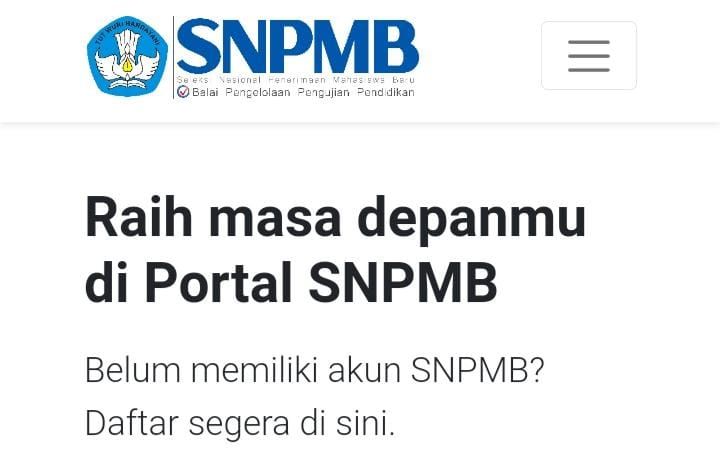 Tampilan laman SNPMB melalui portal-snpmb.bppp.kemdikbud.go.id.