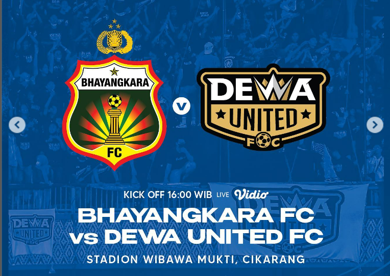 Link live streaming siaran langsung Bhayangkara FC vs Dewa United, siaran langsung BRI Liga 1 hari ini tayang di TV apa. 