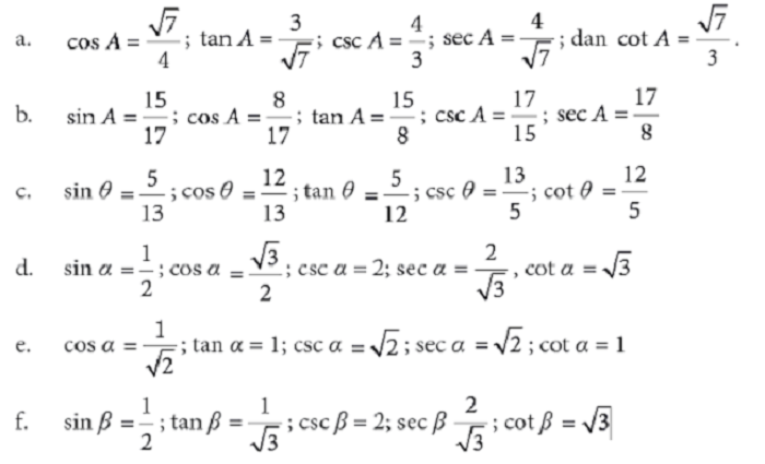 Kunci Jawaban Matematika Kelas 10 Halaman 139 140  Uji Kompetensi 4.2 Bab 4 Triginmetri