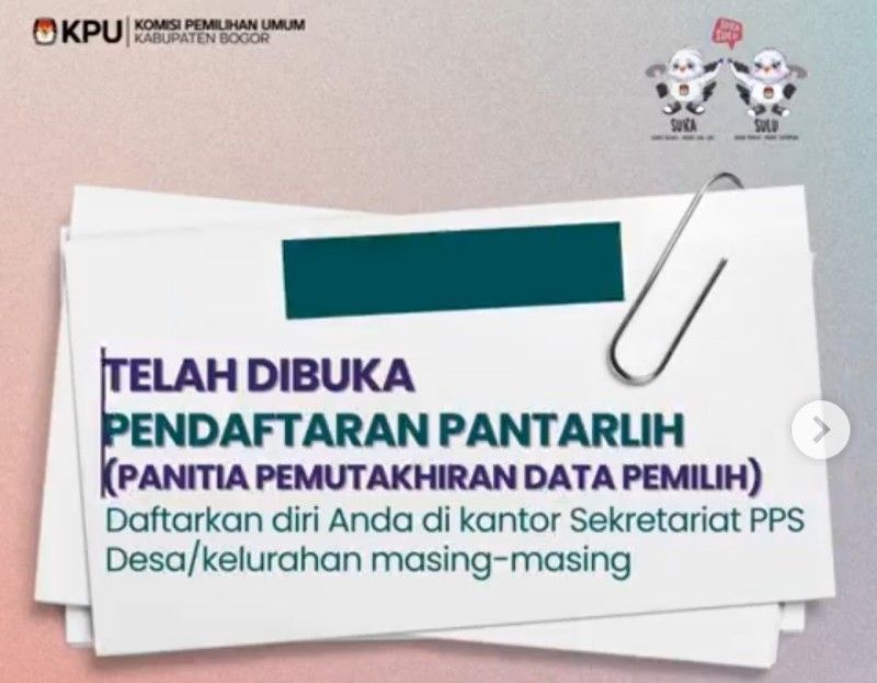 KPU Kabupaten Bogor Rekrut Pantarlih Pemilu 2024 Terbanyak yaitu 14.952 Orang, Berikut Jadwal dan Tugasnya
