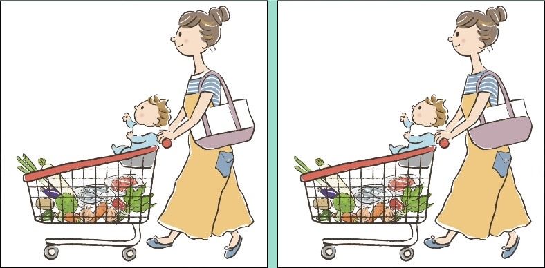 Yuk ikuti tes IQ ini dengan mencari letak tiga perbedaan seorang ibu yang berbelanja, si jenius pasti bisa.