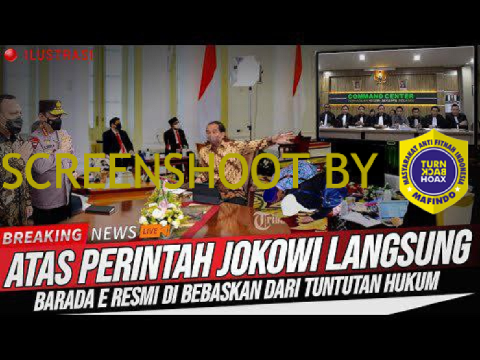 HOAKS - Beredar sebuah video yang menyebut jika Jokowi memerintahkan untuk membebaskan Bharada E dari tuntunan hukum.*
