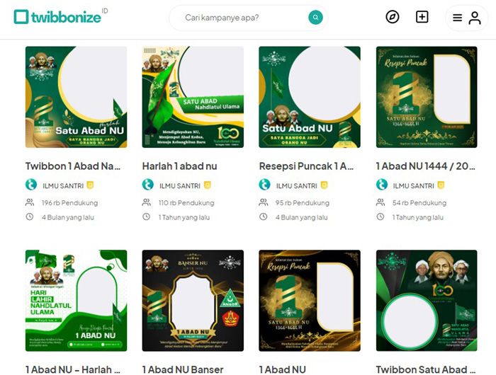 100 twibbon 1 Abad NU Sidoarjo PNG dan JPG secara gratis Kemenag, NU Online, Ansor, Muslimat, Fatayat, IPNU IPPNU, Banser, Lesbumi