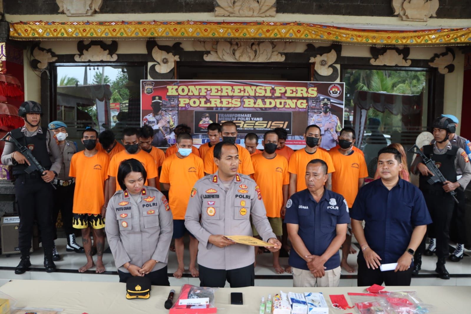 Jumpa pers pengungkapan kasus di Polres Badung Bali Selasa 31 Januari 2023.
