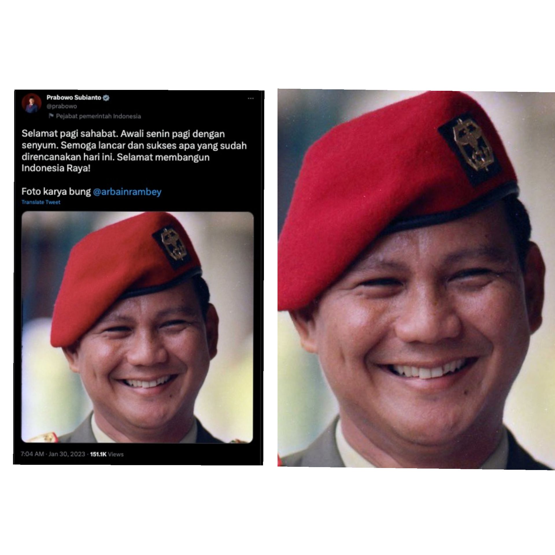 Netizen Kagum Unggah Ungguh Prabowo Subianto Saat Upload Foto Karya