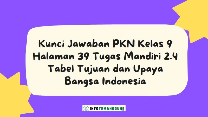 Kunci Jawaban PKN Kelas 9 Halaman 39 Tugas Mandiri 2.4 Tabel Tujuan dan Upaya Bangsa Indonesia