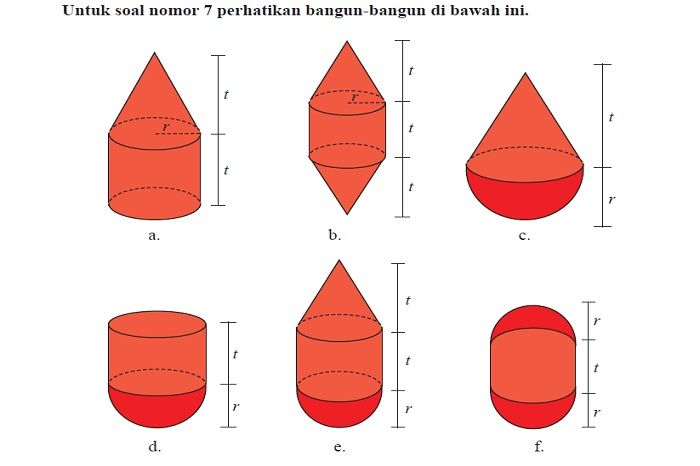Kunci jawaban Buku Paket Matematika Kelas 9 SMP MTs Kemendikbud Semester 2 Uji Kompetensi 5 halaman 309 310 bab Bangun Ruang Sisi Lengkung nomor 6 sampai 10.