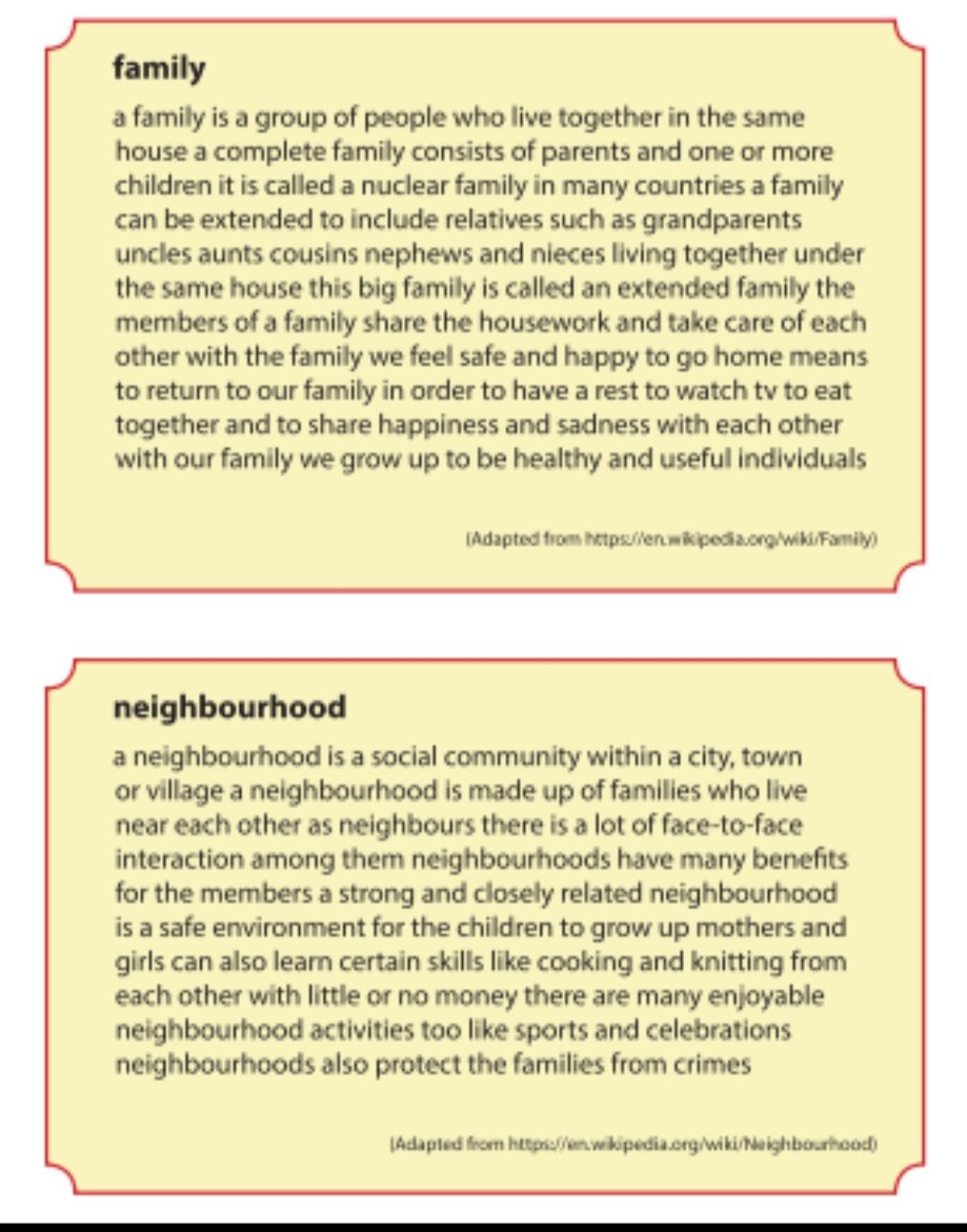 Kunci Jawaban Bahasa Inggris Kelas 9 Halaman 186, Communicating: Tanda Baca Teks Family dan Neighbourhood