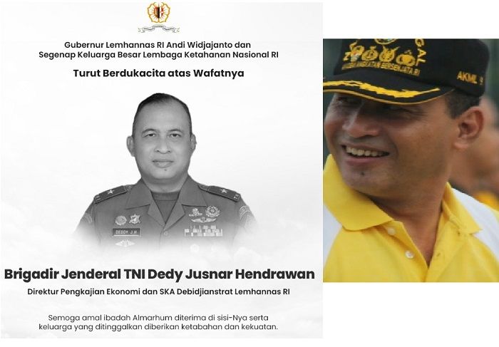  Innalillahi wa inna ilaihi rojiun, berita duka cita hari ini, Direktur Lemhanas Brigjen TNI Dedy Jusnar Hendrawan meninggal.