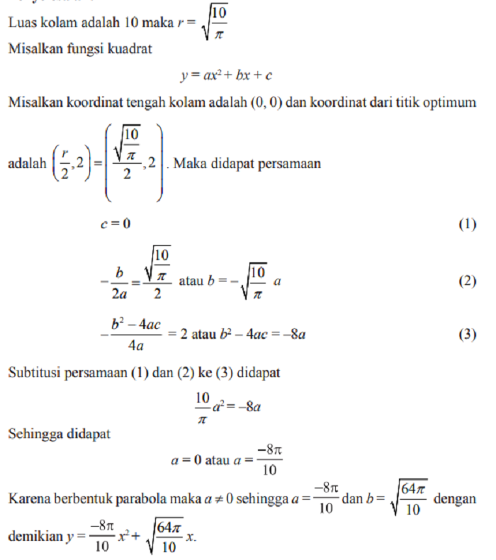 Kunci Jawaban Matematika Kelas 9 Halaman 126 127 128 Latihan 2.5 Bab 2 Aplikasi Fungsi Kuadrat LENGKAP  no7
