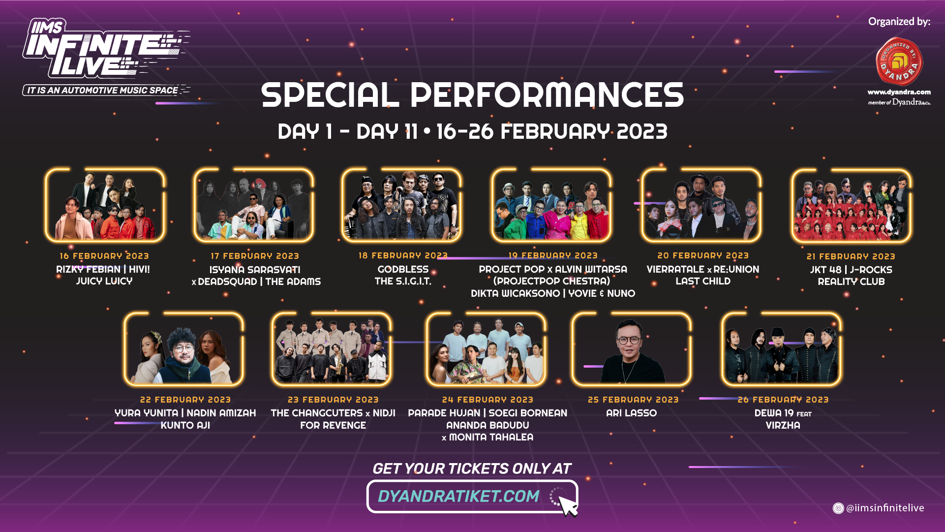 Jadwal special performance penyanyi dan grup musik di IIMS Infinite Live.