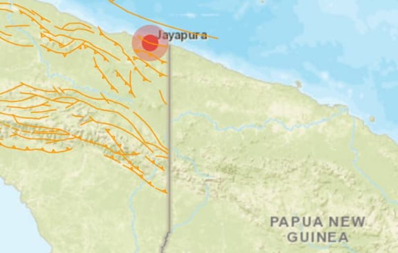 Titik gempa bumi berada di Jayapura
