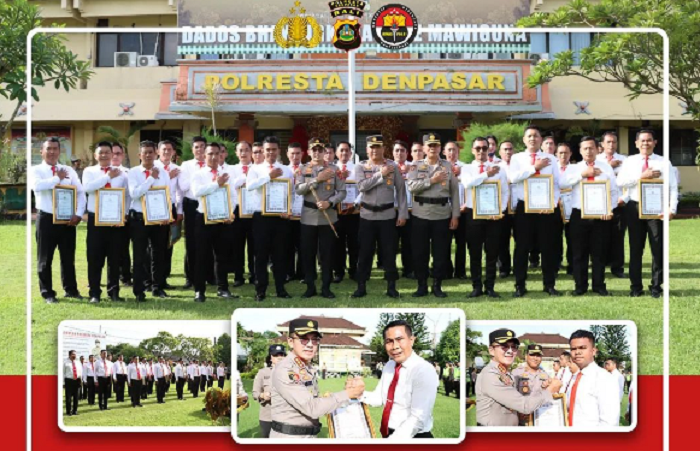 44 Personel Polresta Denpasar Dapat Penghargaan.