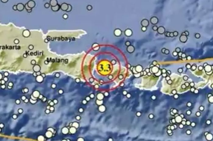 Lokasi gempa bumi di Jembrana Bali hari ini.