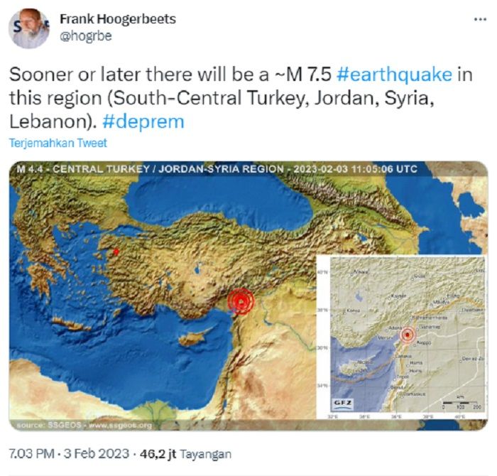Peneliti asal Belanda, Frank Hoogerbeets mendadak viral setelah berhasil memprediksi gempa besar yang melanda Turki pada 6 Februari 2023.*
