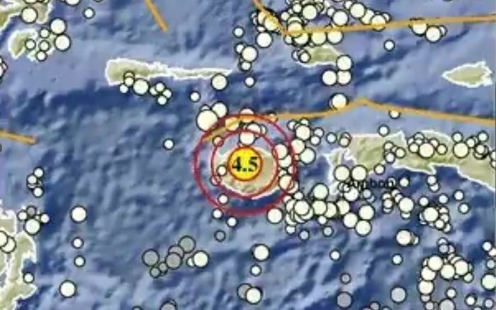 Lokasi Gempa Bumi hari ini di Pulau Buru Maluku.