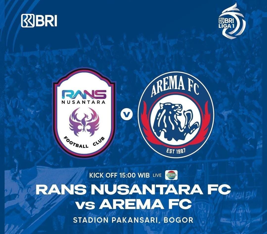 Simak informasi sedang tayang dan langsung dan link live streaming RANS Nusantara FC vs Arema FC BRI Liga 1 Rabu, 8 Februari 2023.