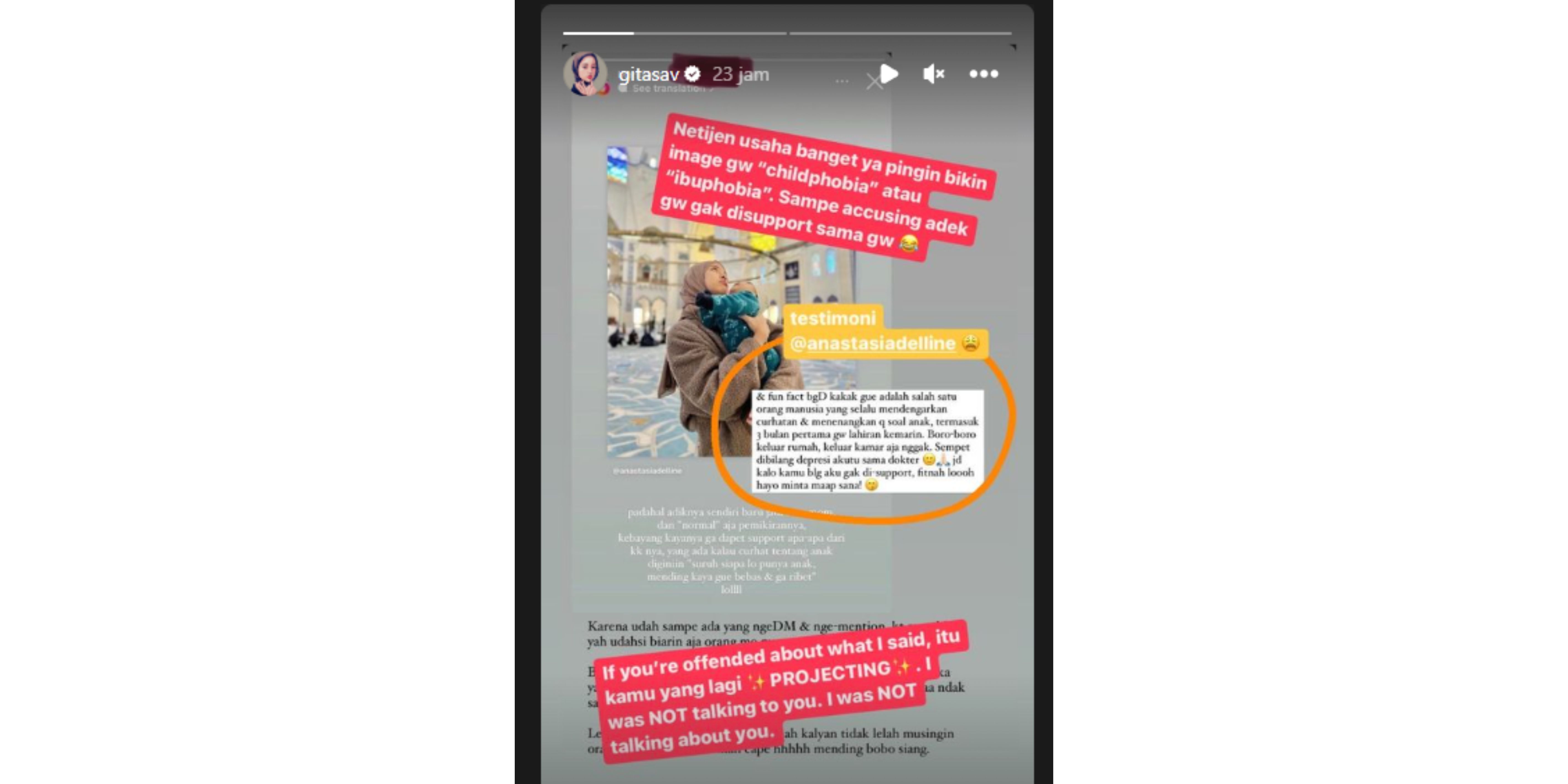Unggahan Gita Savitri di akun Instagram pribadinya.