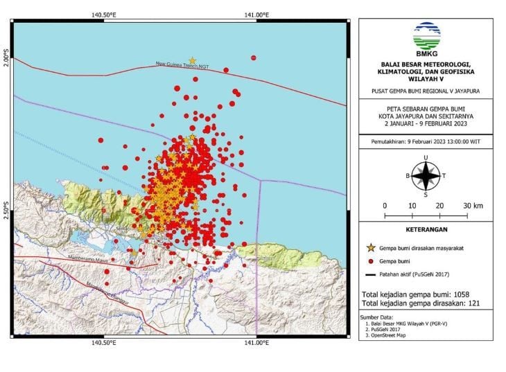 UPDATE, Hari Ini 37X Gempa Bumi Dilaporkan BMKG Wilayah V Papua ...