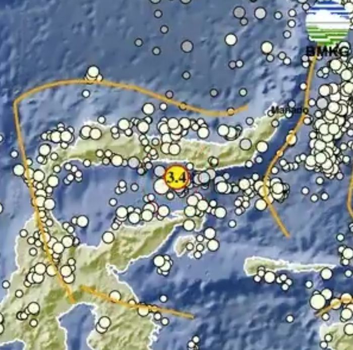 Lokasi gempa bumi di Kabupaten Bone Bolango Provinsi Gorontalo.