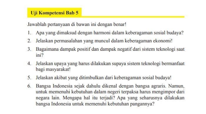 Kunci jawaban PKN Kelas 9 halaman 145-146 Uji Kompetensi Bab 5 Harmoni Keberagaman Masyarakat Indonesia