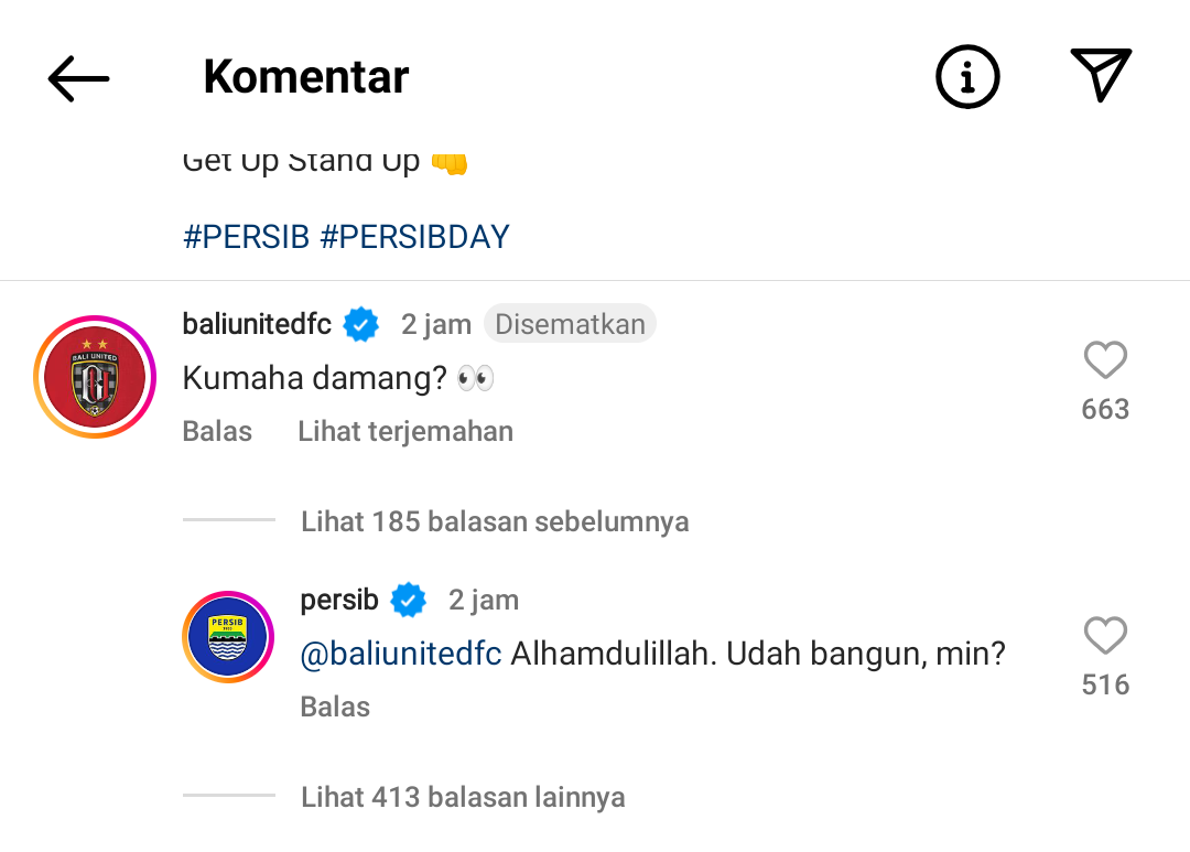 PERSIB Bandung dan Bali United saling berbalas komentar jelang big match sore hari ini.