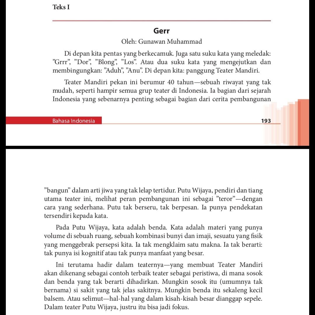 Kunci Jawaban buku paket Bahasa Indonesia Kelas 12 halaman 208, Analisis Sistematika Teks Gerr.*