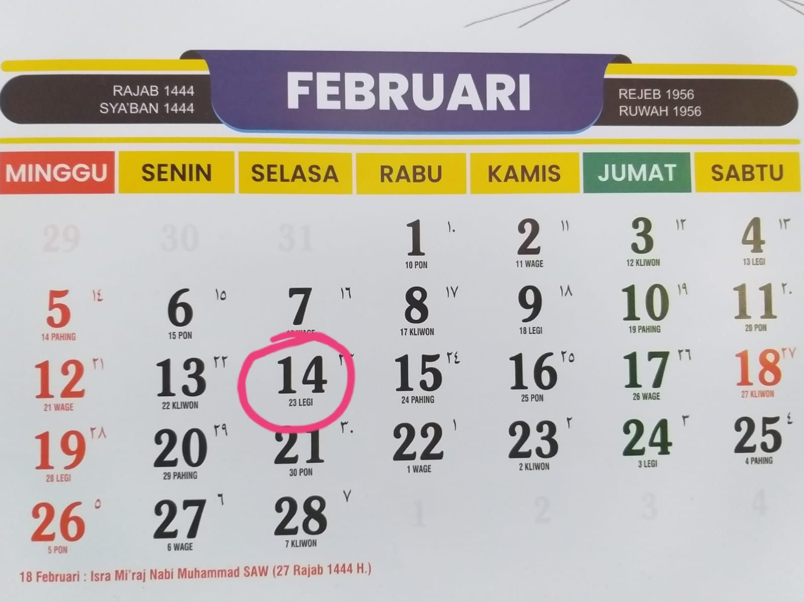 Kalender Jawa Hari Kamis 23 Februari 2023 Lengkap Watak Kelahiran Weton Kamis Kliwon, Neptu dan