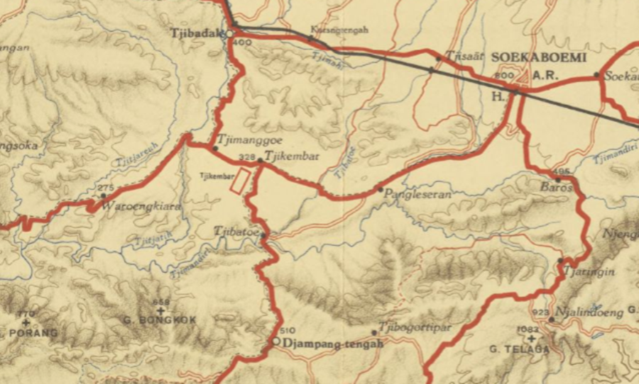 Peta lapangan terbang di Cikembar Sukabumi ketika zaman kolonial Belanda tahun 1937