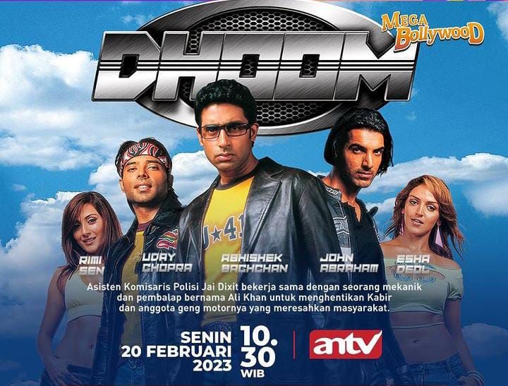 Mega Bollywood Dhoom tayang di ANTV, Senin 20 Februari 2023.