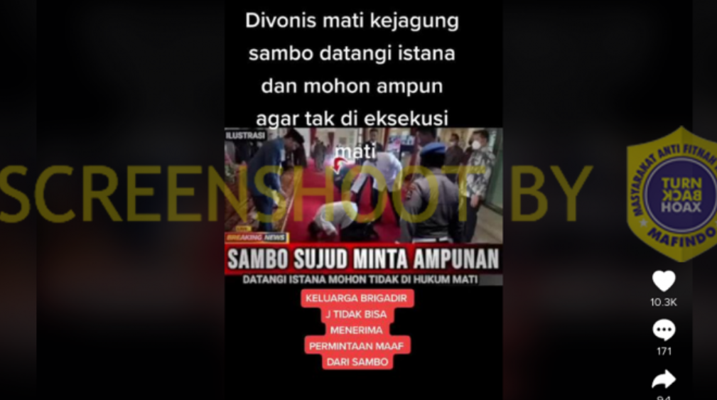 Salah: Ferdy Sambo sujud di depan Jokowi minta ampun?turnbackhoax.id